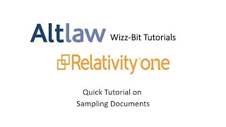 Sampling Documents in RelativityOne with Altlaw