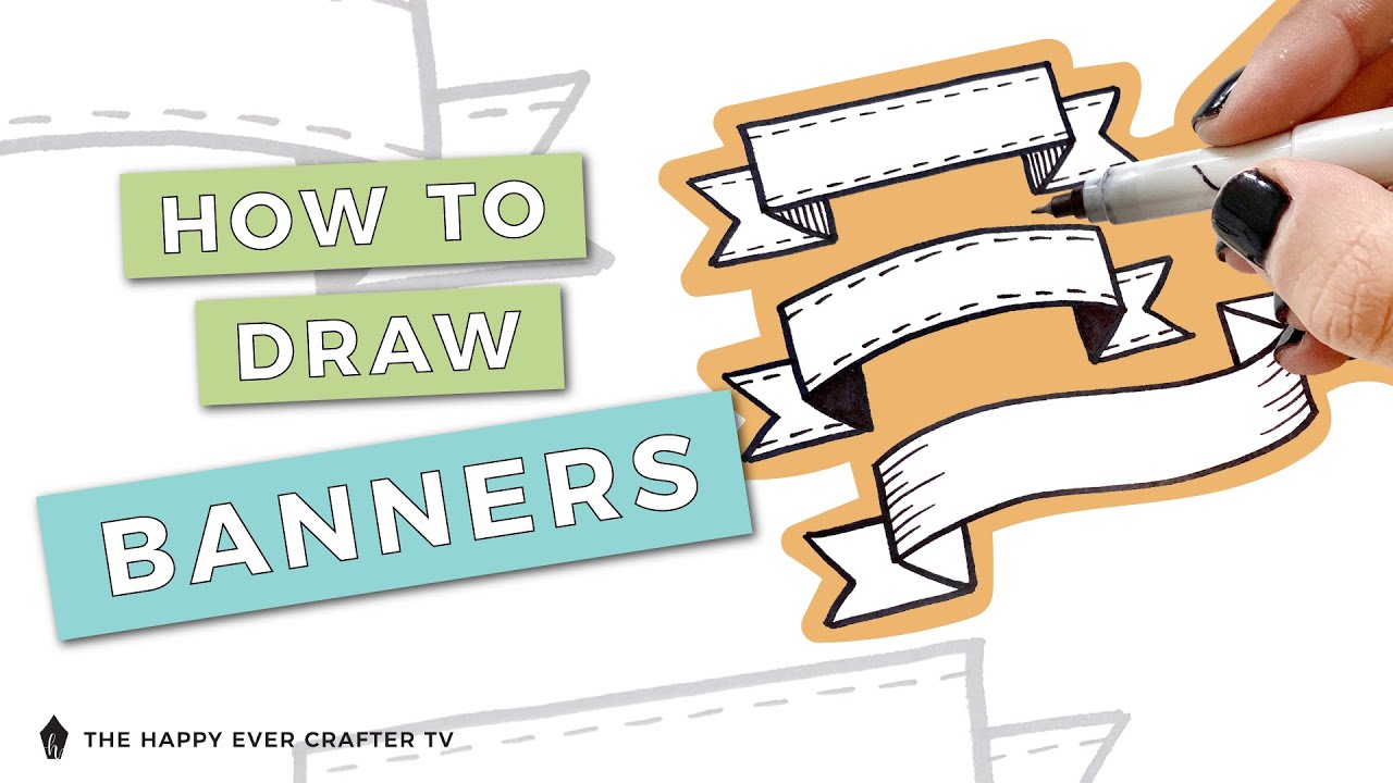 ribbon banner drawing tutorial for beginners  Banner drawing, Drawing  tutorials for beginners, Banner