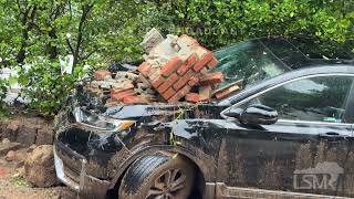 2-5-2024 Studio City, CA-Debris Flow crashes into homes, carries boulders drone