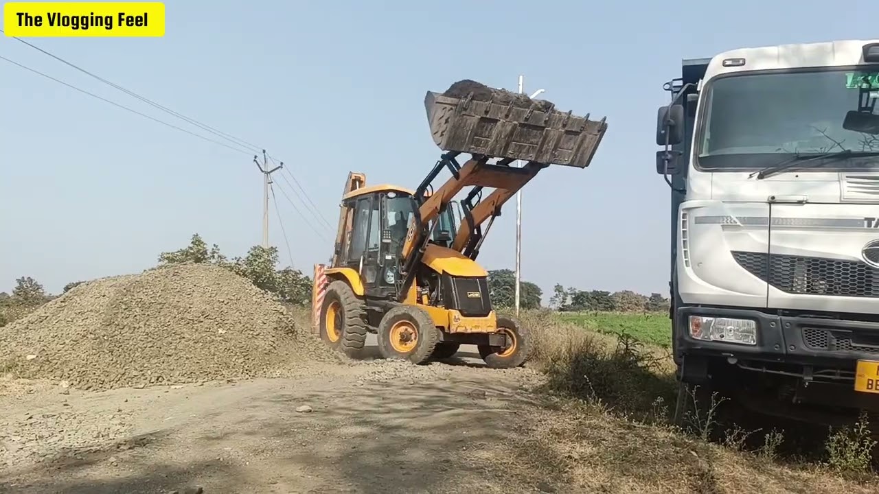 JCB 3dx Exlance And TATA Hyva loading in Khadi | @TheVloggingFeel 