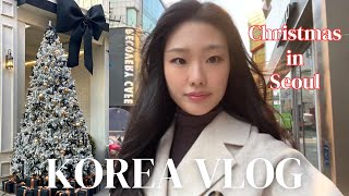 Korea travel vlog 🎄 Christmas in Seoul, Christmas markets, Myeongdong Korean street food