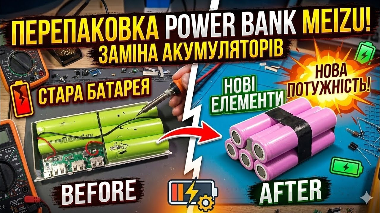 Павербанк Meizu, перепаковка батарей.