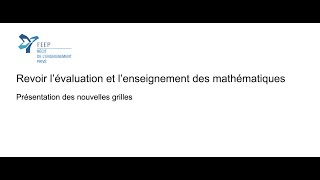 Nouvelles grilles pour l'évaluation des maths. Chantier sur l'évaluation de la FEEP.