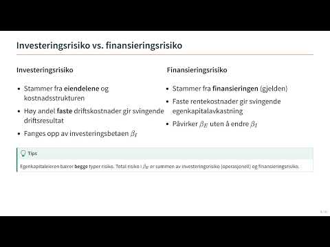 Videominiatyr: Del 2: To kilder til risiko i egenkapitalen