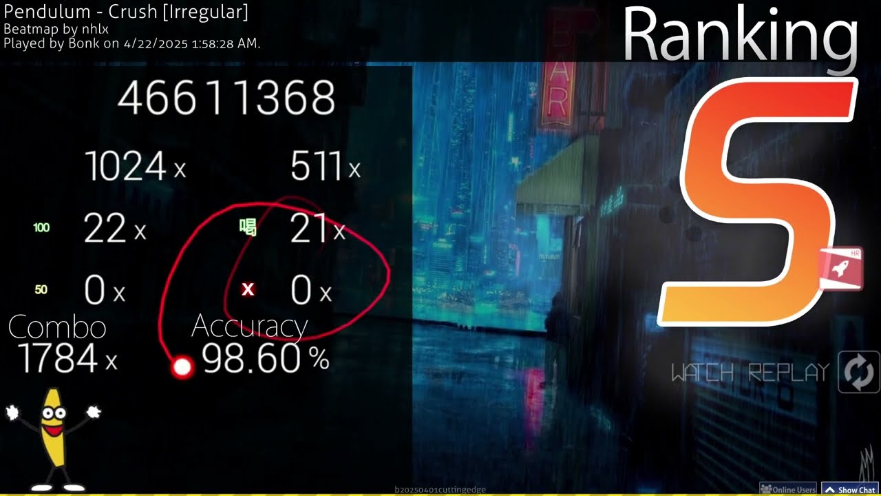 Crush [Irregular] +HR 98.60% FC #1, cross screen sliders
