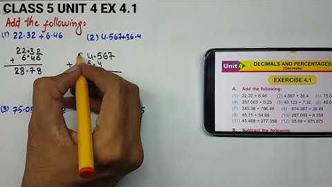 class 5 math stbb unit 4 ex 4.1 Q1 to Q6 | how to add decimal numbers | class fifth maths sindh text