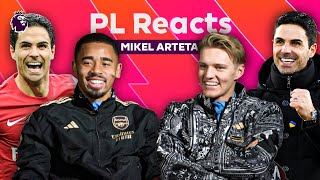 Arsenal players react to Arteta as a player \& manager ft. Odegaard \& Jesus | PL Reacts