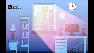 HOW TO DRAW LANDSCAPE ROOM AND WINTER WINDOW COMPOSITIO - ADOBE ILLUSTRATOR TUTORIAL screenshot 5