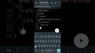 How to print odd and even numbers from 1 to 50 using if else loop in C | #C #programming #shorts