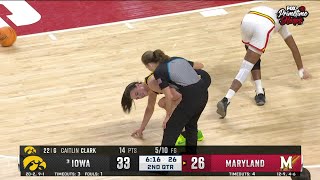 Caitlin Clark Gets Wind Knocked Out After Taking Shoulder, Furious No Foul Called Iowa Hawkeyes