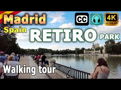 MADRID WALKING TOUR [4k] - El RETIRO PARK 🇪🇸 - Virtual walk With Captions! 🚶 Spain virtual tour