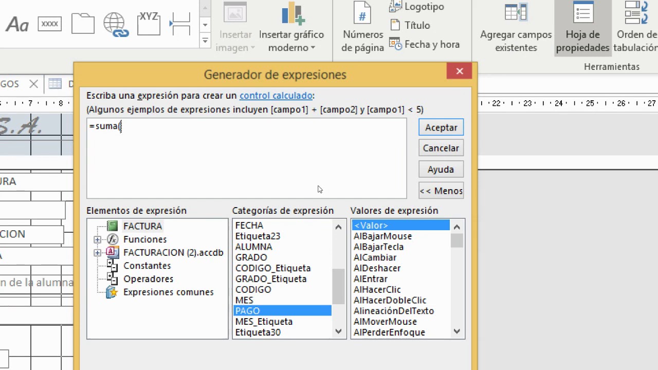 Fórmulas en access quinto perito - YouTube