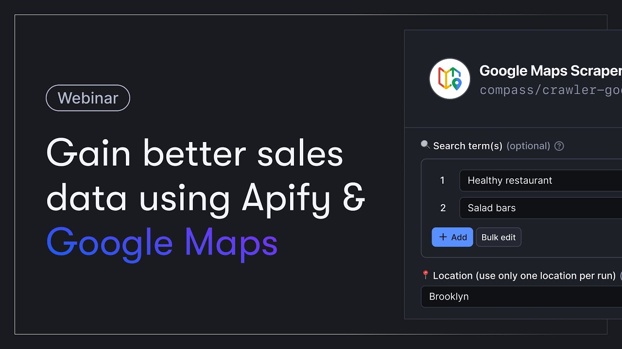 Webinar: Gain better sales data using Apify and Google Maps - YouTube