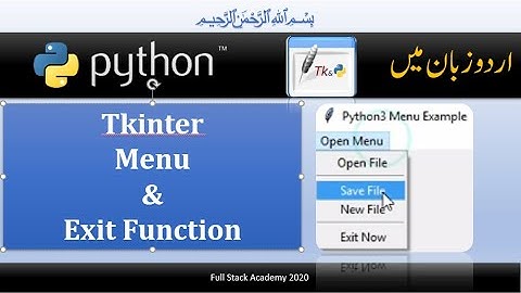 python tkinter tutorial in urdu | learn how to make menu | learn how to use exit function in menu