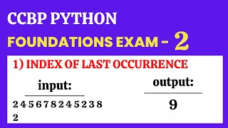 Index of Last Occurrence | Foundation Exam-2 | Python | CCBP 4.0