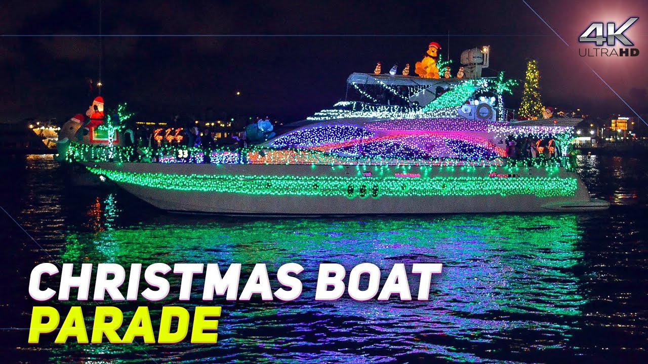 Florida Holiday Boat Parade. Christmas Boat in Dunedin FL. Walking Tour