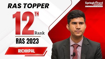 Mr. Richhpal | RAS-2023 | Rank-12 | Mock Interview | SpringBoard Academy