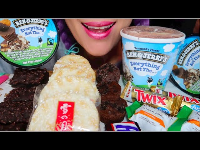 ASMR BEN &JARRY's ICE CREAM, SANBEI CRACKER, PASTRY, OREO BROWNIE 먹방 |CURIE.ASMR
