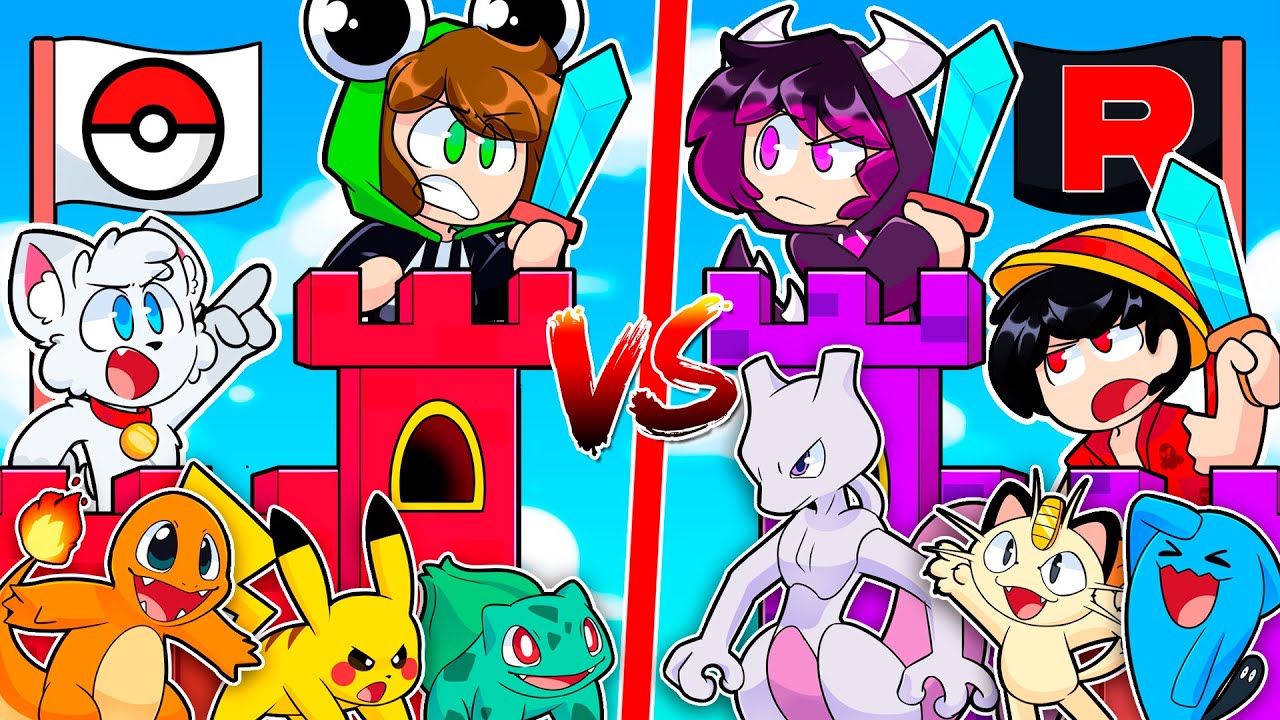 CASTILLO de POKEMON vs CASTILLO de TEAM ROCKET ⚡🆚🏰 MINECRAFT con ALEXY, FRANCISCOGAMES y RAMCORE