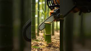 Cutting Sprouted Bamboo With Chainsaw Machin #bamboocutting