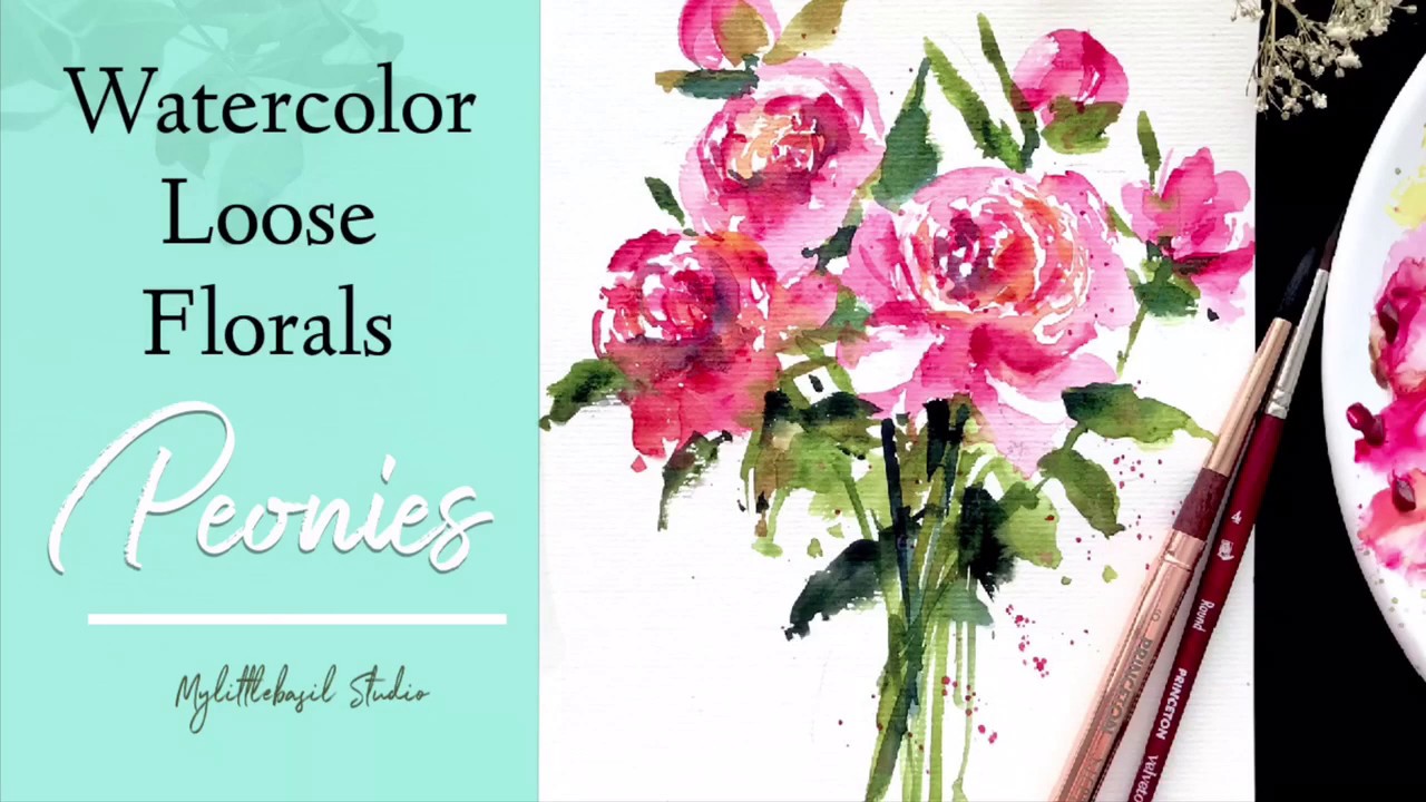 Watercolor Loose Florals Peonies - YouTube