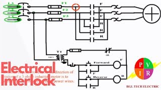Electrical interlock. Motor control forward reverse. Forward reverse circuit diagram.