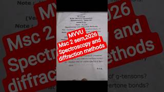 Msc 2 sem 2026 spectroscopy and diffraction methods paper #chemistry #mvvu #mirzapur