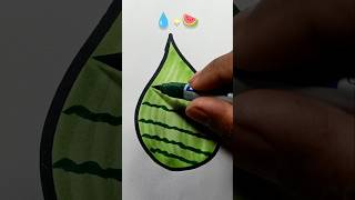 Satisfying Drawing & Coloring 💧+🍉 | Relaxing Art Process #Shorts #Art #Trending