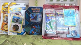 Opening Random Pokemon Card Stuff (Rare Platinum Blister, Swampert Tin, & Sun and Moon Checklanes)