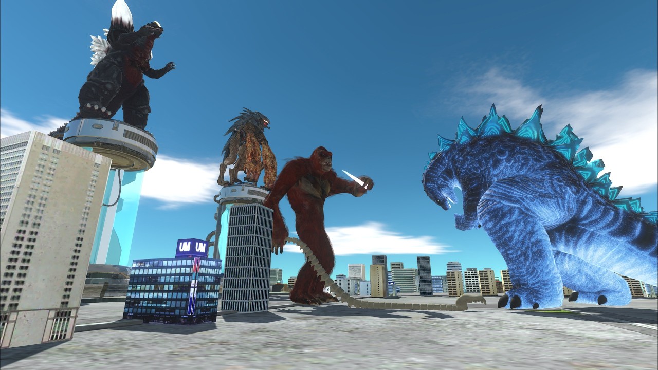 Godzilla use his pulse attack stop Skar King dark operation. Defeat SpaceGodzilla by Multiple pulse