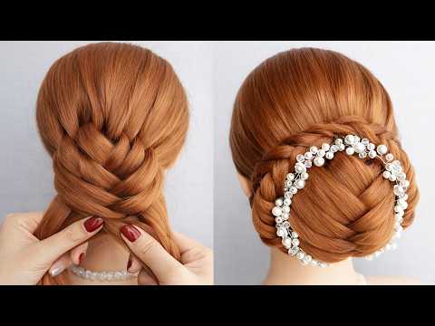 Latest Hairstyles For Women | Breaided Bun Hairstyle For Wedding Function | Updo Hairstyle