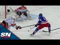Rangers julien gauthier shows off silky hands to finish off adam foxs sweet drop feed