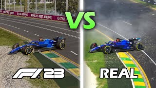 Recreating REAL F1 crashes in from 2023 | F1 23 game screenshot 2