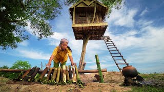 Build The Most Wooden Treehouse In My Countryside Use Ancient Skills