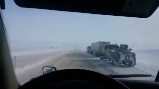 HOW TO drive a Semi Truck on snow and icy freeway safely, using warning bumps and emergency blinkers