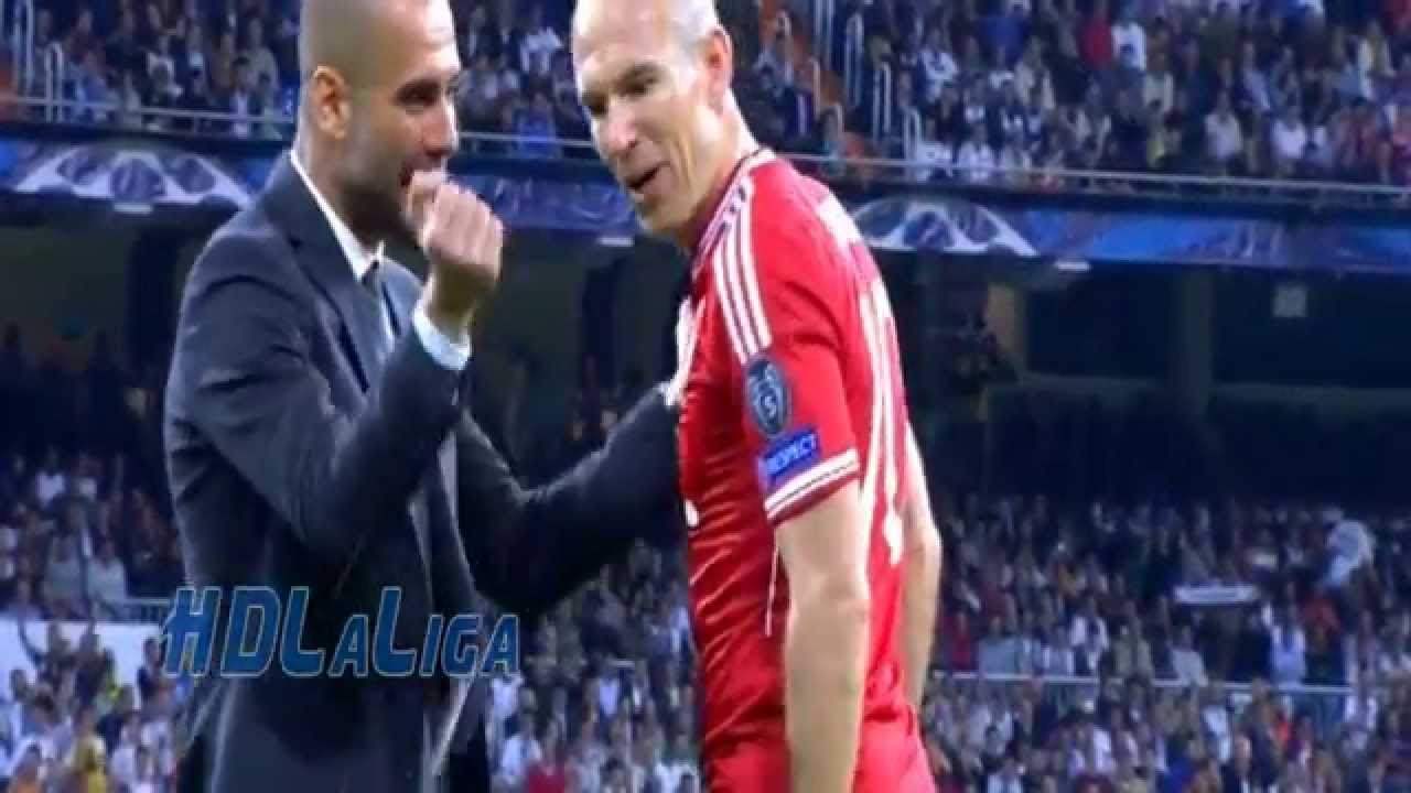 Pep Guardiola gets mad at Robben vs Real Madrid 2014 - YouTube