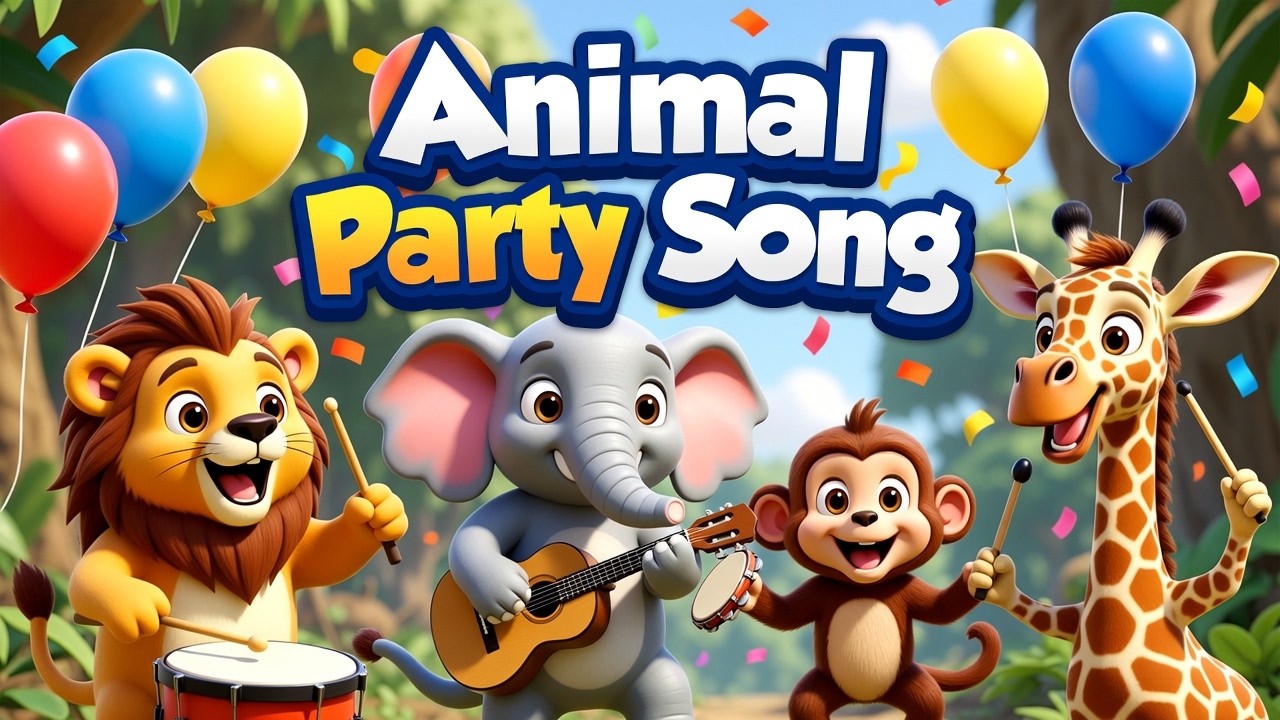 Animal Party Song 🦁🐘🎶 | Fun Dance Song for Kids | Cartoon Music Video
