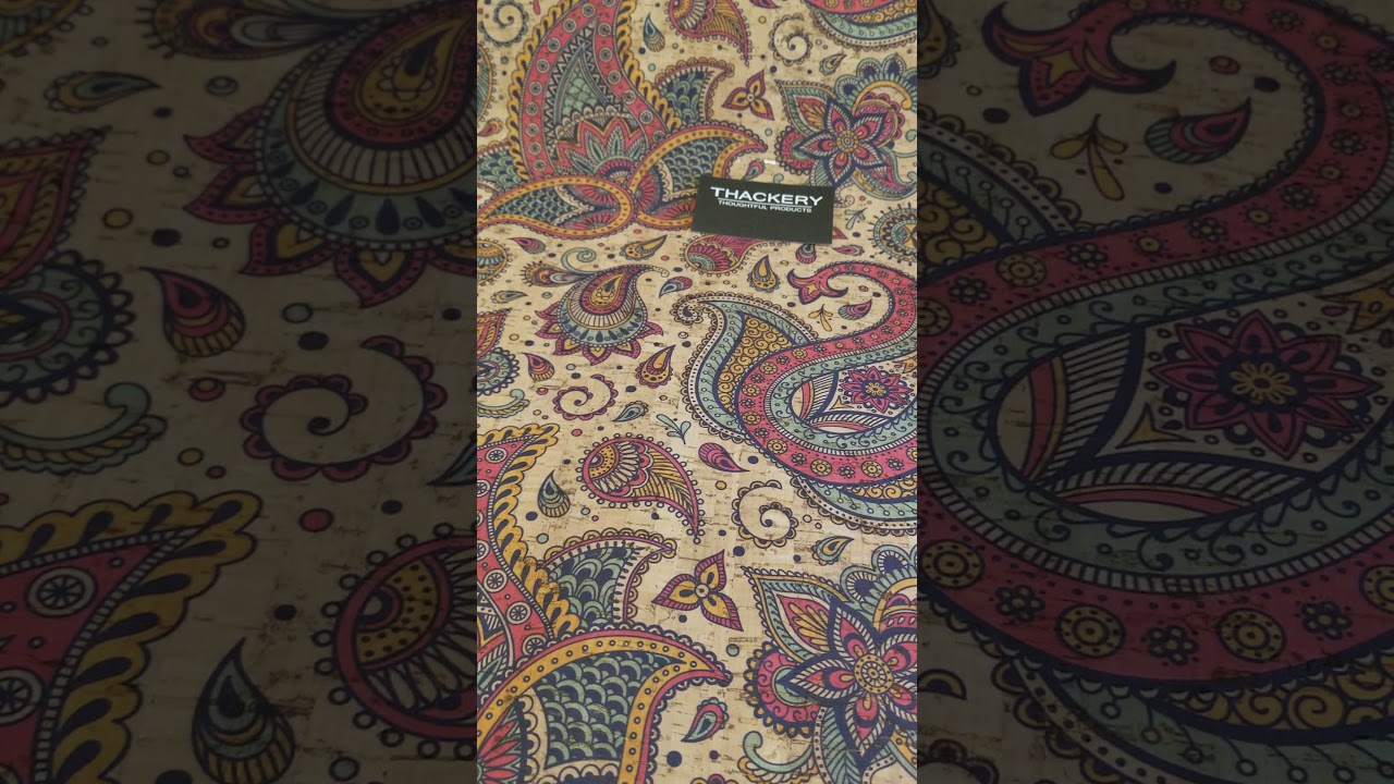 Indian paisley print cork fabric