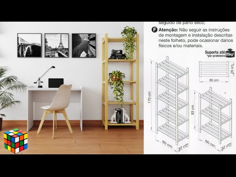 Estante de Madeira 170x60x32cm Pinus Natural Spaceo / Leroy Merlin