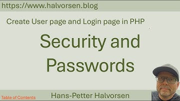 Create User page and Login page in PHP and MySQL | Part 2 - Security and Passwords
