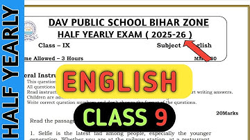 Dav class 9 english question paper of half yearly exam 2025 | Dav paper Zone | 2025-26 | 