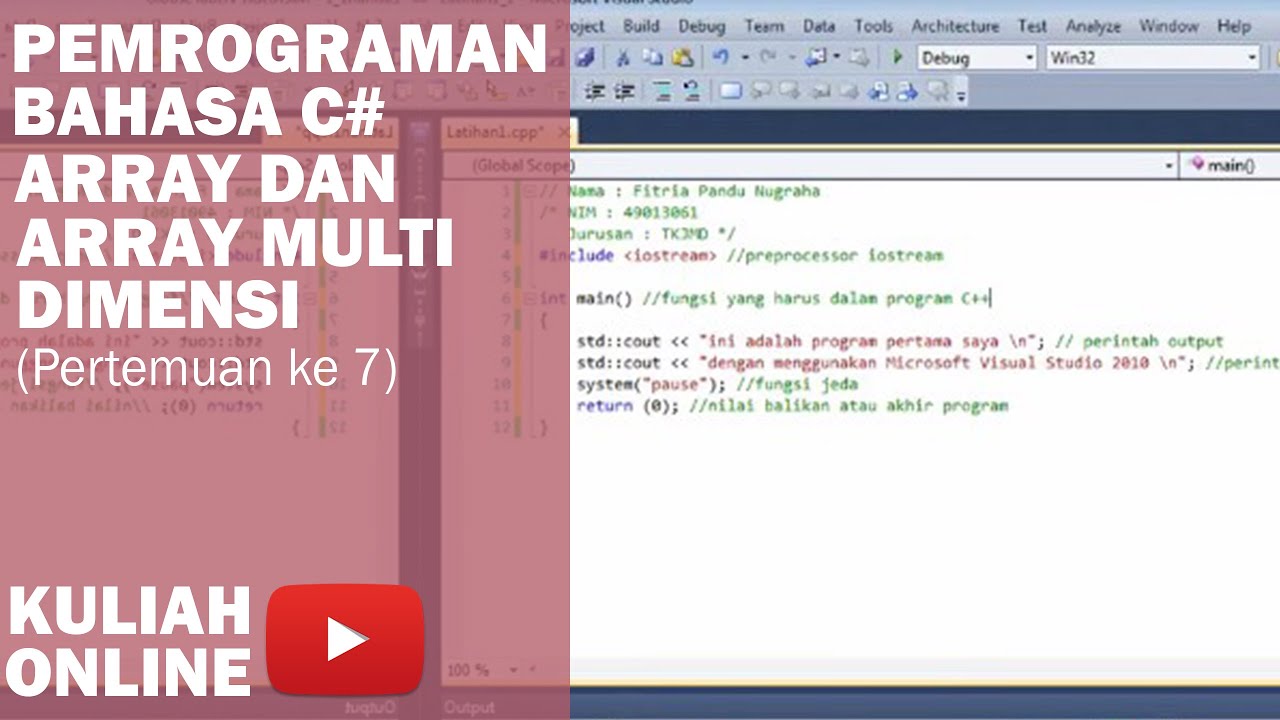 Tutorial Pemrograman C++ Array dan Array Multi Dimensi (#7) : Kuliah ...