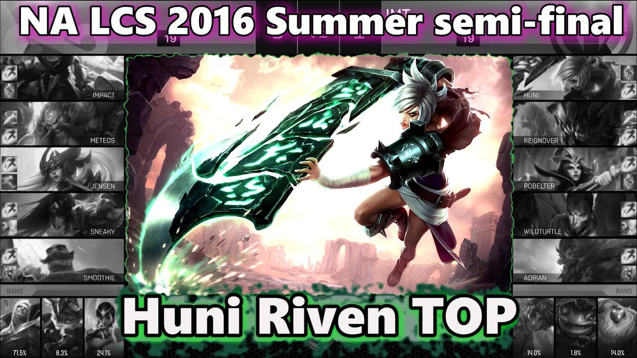 Huni Riven Top in awesome action game C9 vs IMT NA LCS 2016 Summer