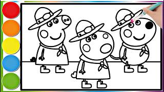 Peppa Pig and Friends on a Scouting Trip || How to Draw and Color a Peppa Pig Pages for Kids