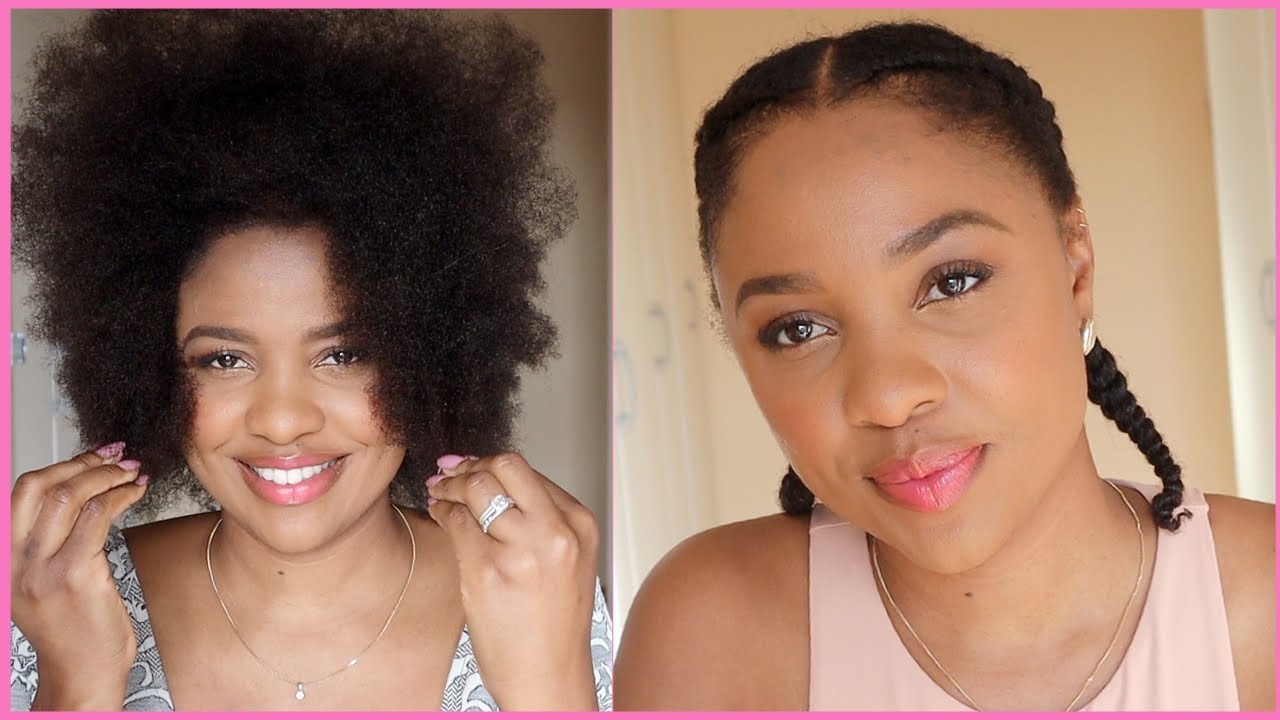 EASY TWO CORNROWS ON NATURAL HAIR | NO HAIR EXTENSION SUMMER PROTECTIVE ...