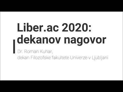 Nagovor dekana Filozofske fakultete UL ob otvoritvi spletnega sejma akademske knjige Liber.ac 2020