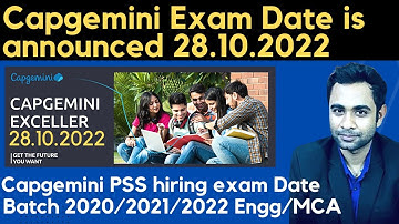 Capgemini PSS hiring Exam Date Announced | BE. BTech. MCA | Exam Date-28/10/2022