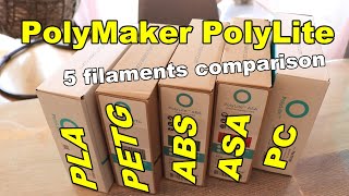 Ultimate comparison: Polymaker PolyLite filaments (PLA, PETG, ABS, ASA, PC)