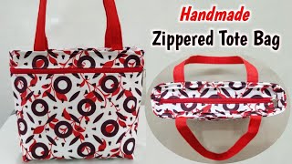 HANDMADE !!! Zipper Tote bag cutting and stitching | Bag making at home | How to make tote bag | bag