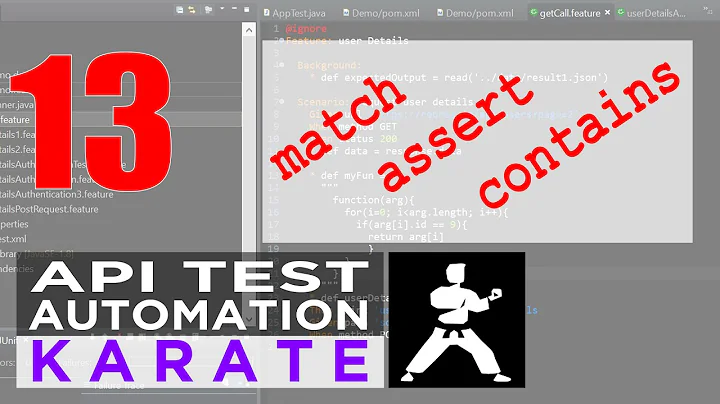 Assertions in Karate Framework | match | assert | contains | Part 13